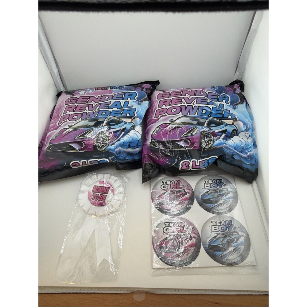 Blue Powder Gender Reveal Burnout Kit - 4lbs, 40 Stickers & 2 Ribbons for Cars,
